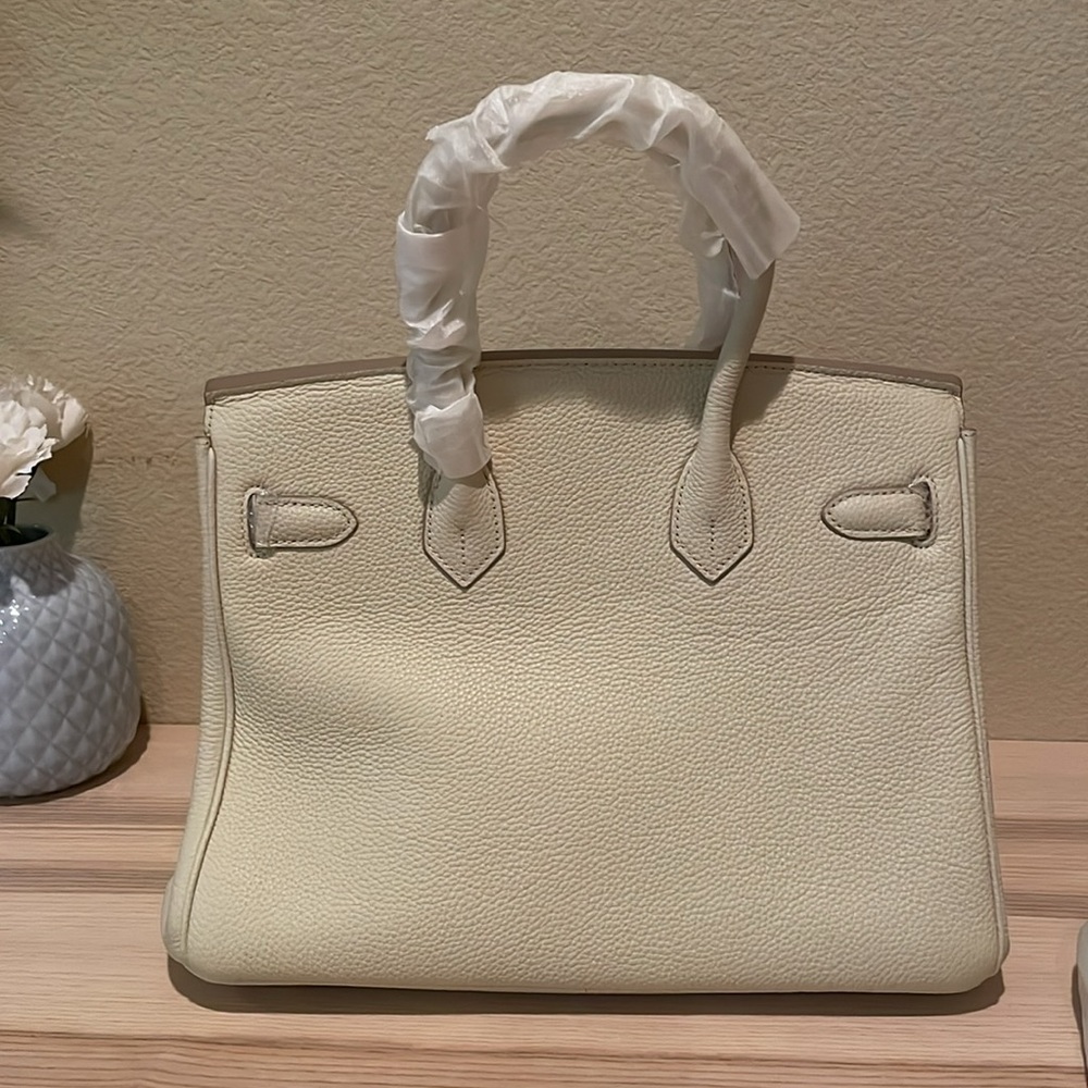 Top Handle Leather Satchel BK Cream White 30cm - Picture 4 of 9